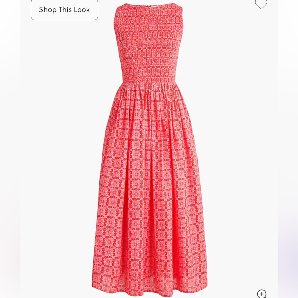 NWOT J Crew Smocked Boatneck Midi Dress